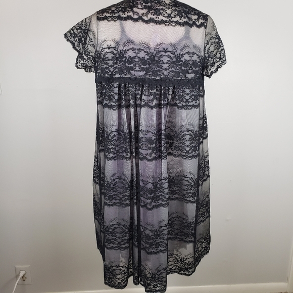 Vintage Van Roalte Radcliffe Lace Negligee Set Nightie and Robe S Black EUC - Picture 7 of 16